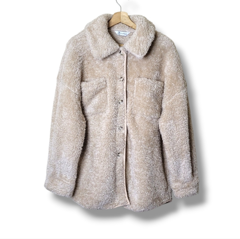CUPSHE Snowed In Faux Shearling Coat Size Large NWT Cozy Casual - Picture 13 of 13